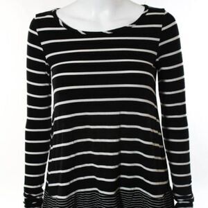 BCBGMaxAzria Black White Striped Boatneck Top XXS